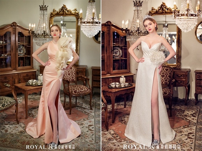 紅毯禮服-宴客禮服-高衩-華麗-深V禮服-2020婚紗流行趨勢-台北蘿亞婚紗