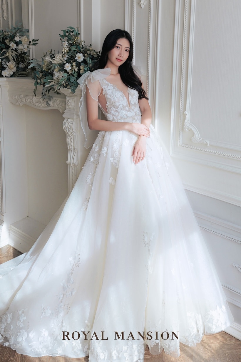 婚紗款式-魚尾婚紗-蓬裙婚紗-aline婚紗-台北禮服租借-V領A-Line白紗-1-蘿亞婚紗