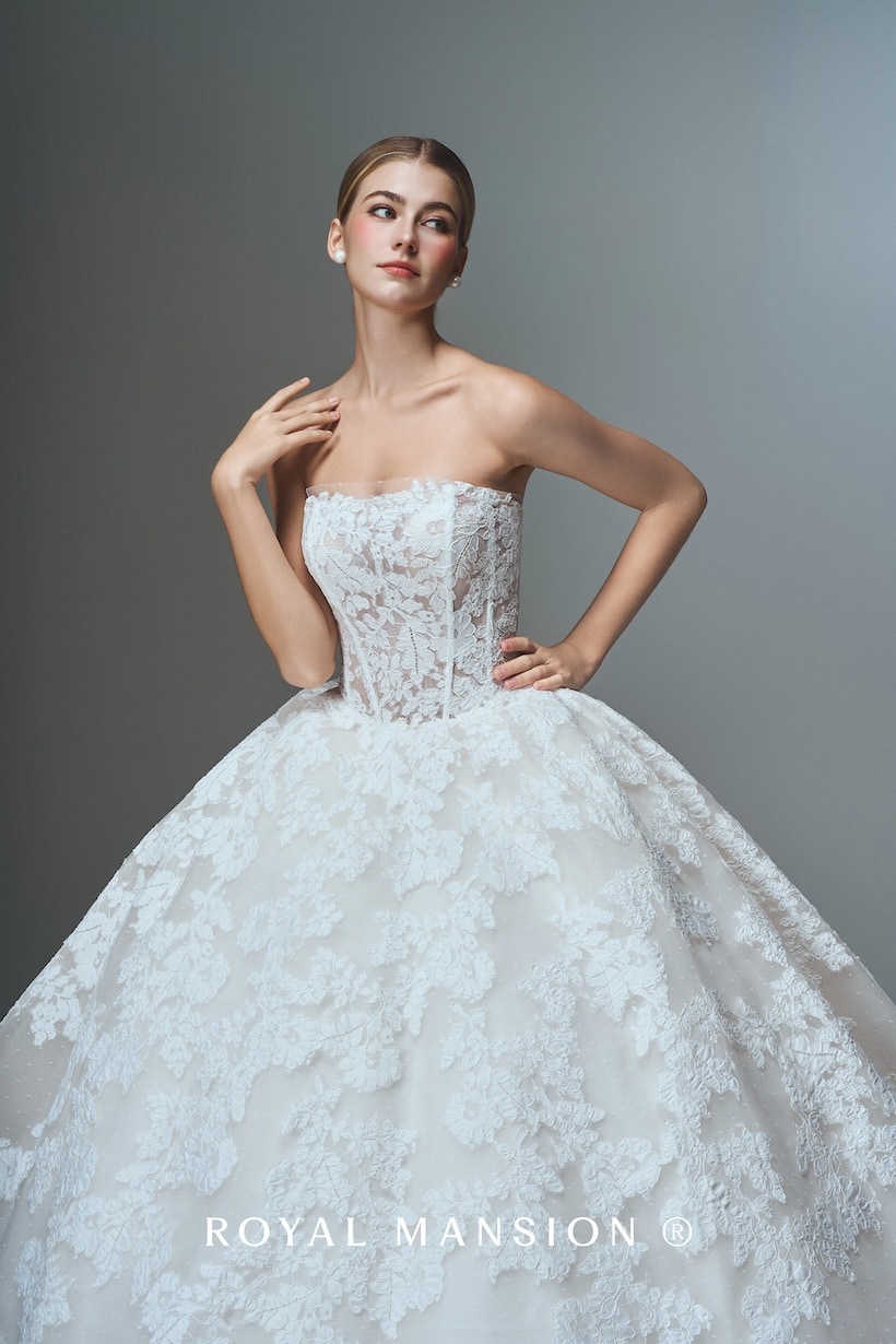 2026-婚紗推薦-高訂婚紗-婚紗款式-法式馬甲車骨蕾絲澎裙禮服-1-蘿亞婚紗-台北