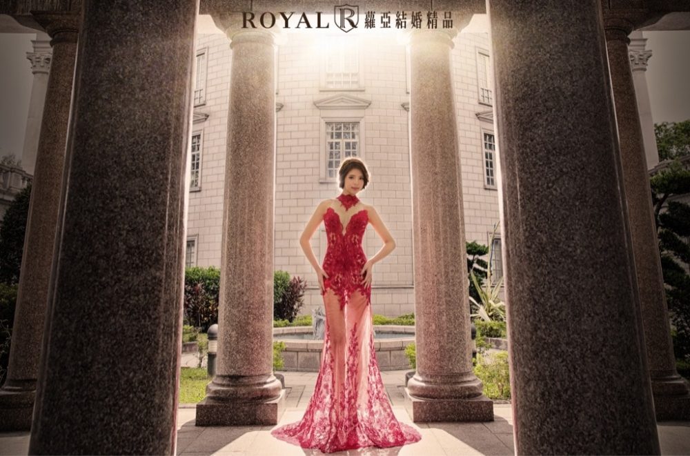 婚紗禮服款式-紅色婚紗-中式旗袍-高領婚紗-魚尾婚紗