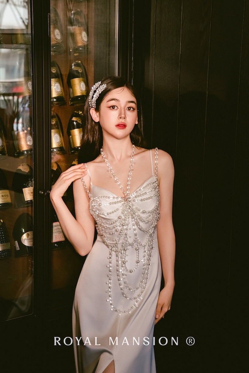 法式婚紗-高訂婚紗-珍珠可變式婚紗-2-蘿亞婚紗-台北 蘿亞法式高訂婚紗-4-珍珠可變式婚紗正面